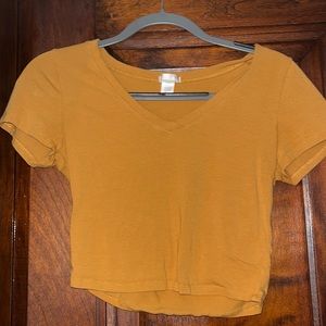 Yellow v-neck crop top, Large